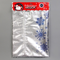 Подарочный мешок Деда Мороза &laquo;Снежинки&raquo;, серебро, 60 х 40см