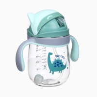 Поильник детский M&B &laquo;Котик&raquo; с трубочкой, от 9 мес., 280 мл., цвет серо-голубой