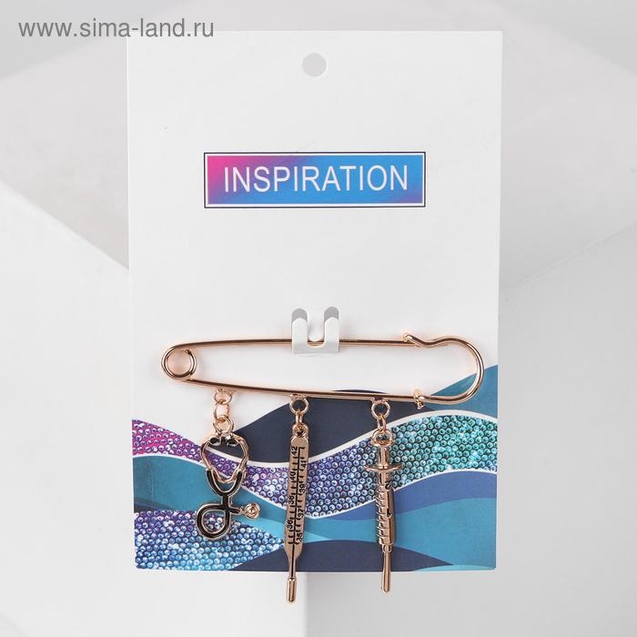 Булавка с подвесками &laquo;Медицина&raquo;, 7 см, цвет чёрный золото