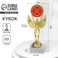 Кубок наградная фигура Ника с вкладышем &laquo;Самая лучшая мама и жена&raquo;, пластик, подставка камень, золото, 18 х 7 см