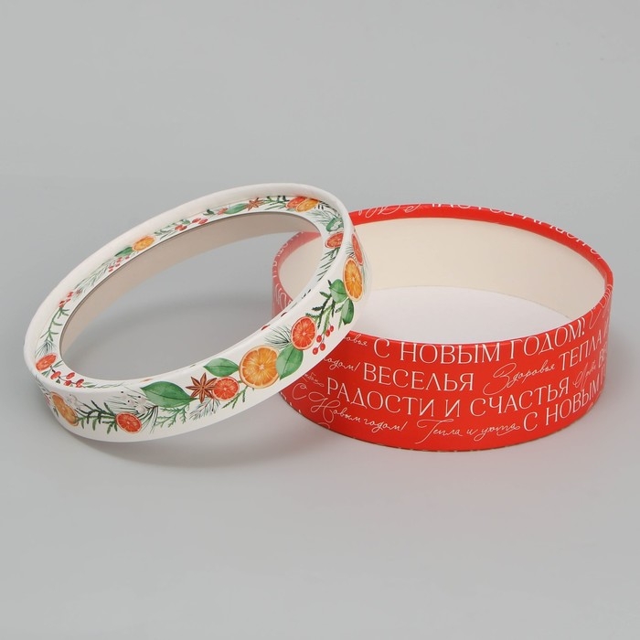 Коробка для макарун тубус с окном &laquo;Новогодние пожелания&raquo;, 16 х 16 х 5 см, Новый год