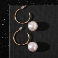 Серьги с жемчугом &laquo;Карелия&raquo; сфера на кольце, цвет белый в золоте, d=2,5, бусина №16