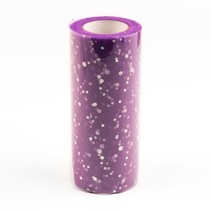 Фатин с блёстками, 15 см, 11 &plusmn; 1 г/кв.м, 23 &plusmn; 1 м, цвет фиолетовый №27
