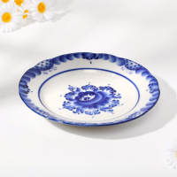 Тарелка &laquo;Цветы&raquo;, плоская, D=20 см, гжель