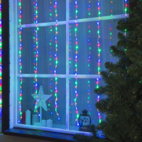 Гирлянда &laquo;Водопад&raquo; 2 &times; 1.5 м, IP44, прозрачная нить, 400 LED, свечение мульти, 8 режимов, 220 В