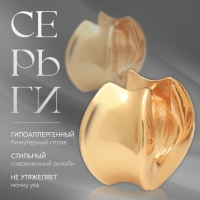 Серьги металл &laquo;Аккорд&raquo; круг вогнутый, цвет золото