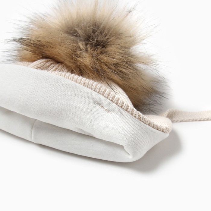 Шапка детская MINAKU с утеплителем, р-р 48-50, цвет молочный
