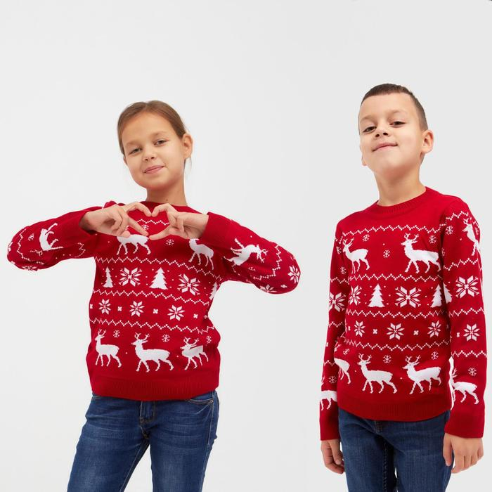 Джемпер вязаный детский KAFTAN Джемпер вязаный детский KAFTAN "New Year" размер 34 (122-128 см)