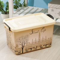 Контейнер для хранения с крышкой &laquo;Уличное кафе&raquo;, 35 л, 50&times;31&times;28 см, на колёсиках, слоновая кость