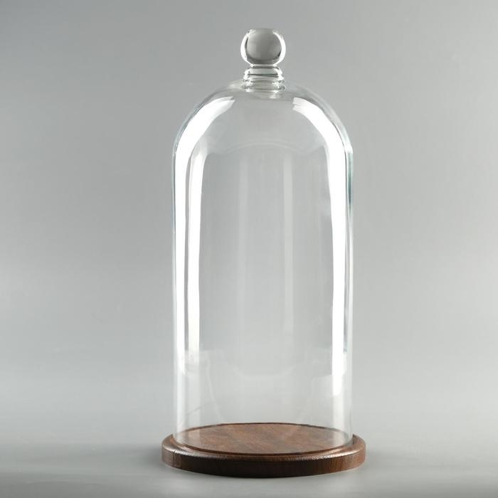 Стеклянный купол-клош с шариком на подставке Стеклянный купол-клош с шариком на подставке "Родрик", 34х15 см, стекло, коричневый