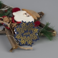 Светодиодная фигура &laquo;Звезда с Дедом Морозом&raquo; 19 см, пластик, батарейки CR2032х2 (в комплекте), свечение тёплое белое