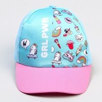 Кепка детская для девочки GRL PWR, цвет голубой, р-р. 52-54 Кепка детская для девочки GRL PWR, цвет голубой, р-р. 52-54