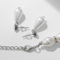 Набор 3 предмета: серьги, бусы, браслет &laquo;Жемчуг&raquo; чередование, цвет белый в стекле