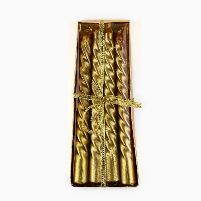 Свечи витые новогодняе &laquo;Новый год: Счастья в новом году&raquo;, 4 шт, 6,8 х 1