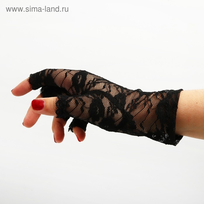 Карнавальные перчатки &laquo;Леди&raquo;, для взрослых, цвет чёрный