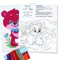 Вышивка крестиком &laquo;Мишка с букетом цветов&raquo;, набор для творчества, 25 х 20 см