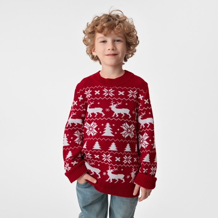 Джемпер вязаный детский KAFTAN Джемпер вязаный детский KAFTAN "New Year" размер 36, (134-140 см)