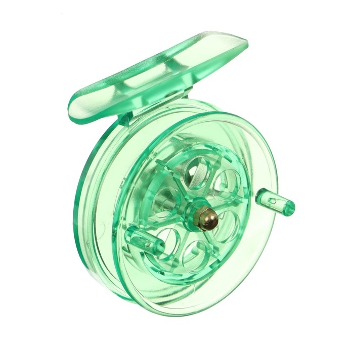 Катушка инерционная, пластик, диаметр 6.5 см, цвет салатовый, 807S