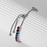 Браслет со стразами &laquo;Сияй&raquo; на затяжке, цветной в серебре