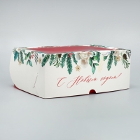 Коробка для капкейков складная с двусторонним нанесением &laquo;С Новым годом&raquo;, 25 х 17 х 10 см, Новый год