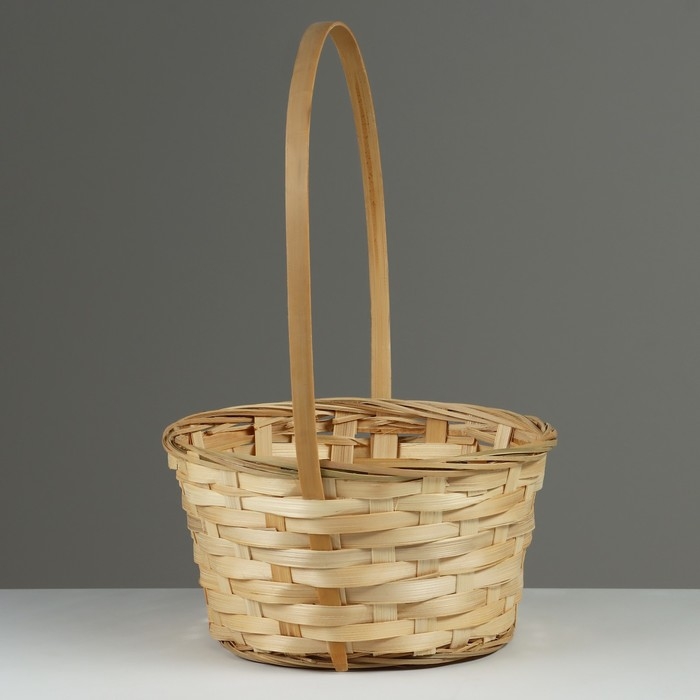 Корзина плетеная, D21 х 10/34 см, бамбук Корзина плетеная, D21 х 10/34 см, бамбук