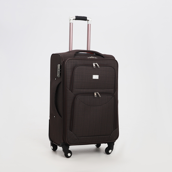 Чемодан средний 52 л (M), отдел на молнии, кодовый замок, с расширением, цвет коричневый