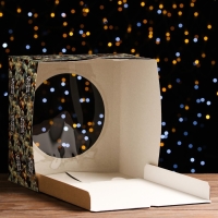 Новый год. Коробка для торта новогодняя с окном &laquo;Ветки ели&raquo;, 30 х 30 х 19 см