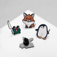 Набор значков (4 шт.) &laquo;Опасные зверюшки&raquo;, цветной в чёрном металле