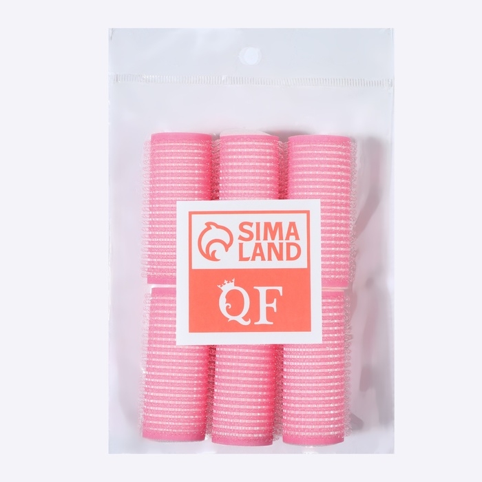 Бигуди &laquo;Липучка&raquo;, d = 2,5 см, 6 см, 6 шт, цвет розовый