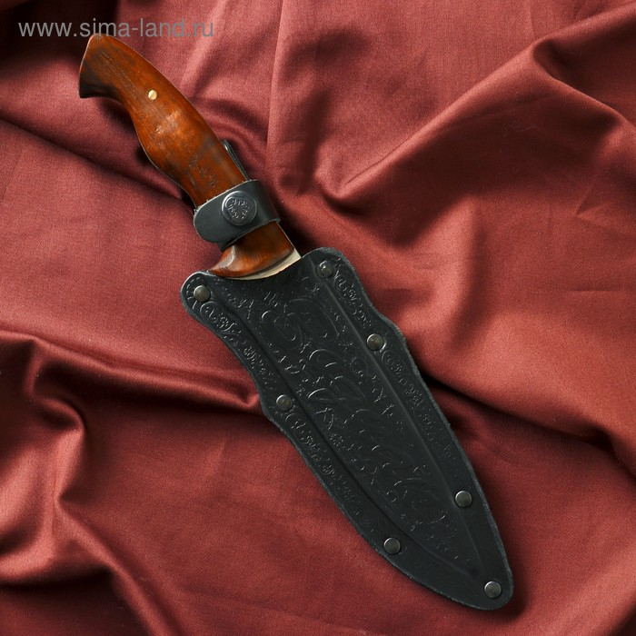 Нож кавказский, туристический "Зодиак" с ножнами, сталь - 40х13, вощеный орех, 14.5 см
