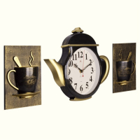 Часы настенные, для кухни "Чайник и две чашки", бесшумные, 29 х 34 см, чёрные Часы настенные, для кухни "Чайник и две чашки", бесшумные, 29 х 34 см, чёрные