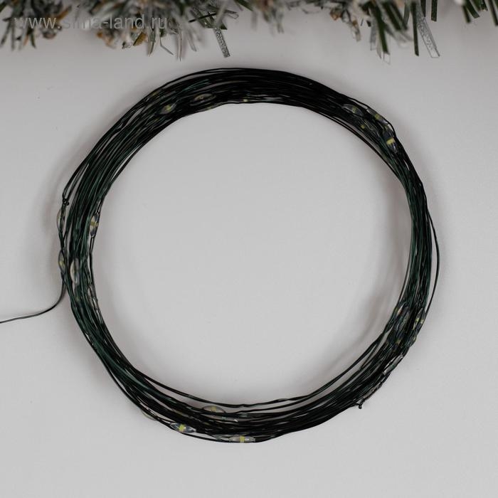 Гирлянда «Нить» 5 м роса, IP20, зелёная нить, 50 LED, 2 режима, батарейки AAх3 (нет в комплекте), свечение белое Гирлянда «Нить» 5 м роса, IP20, зелёная нить, 50 LED, 2 режима, батарейки AAх3 (нет в комплекте), свечение белое