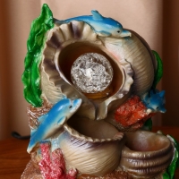 Фонтан "Дельфины" ракушки, 11х16х24 см  (с подсветкой)