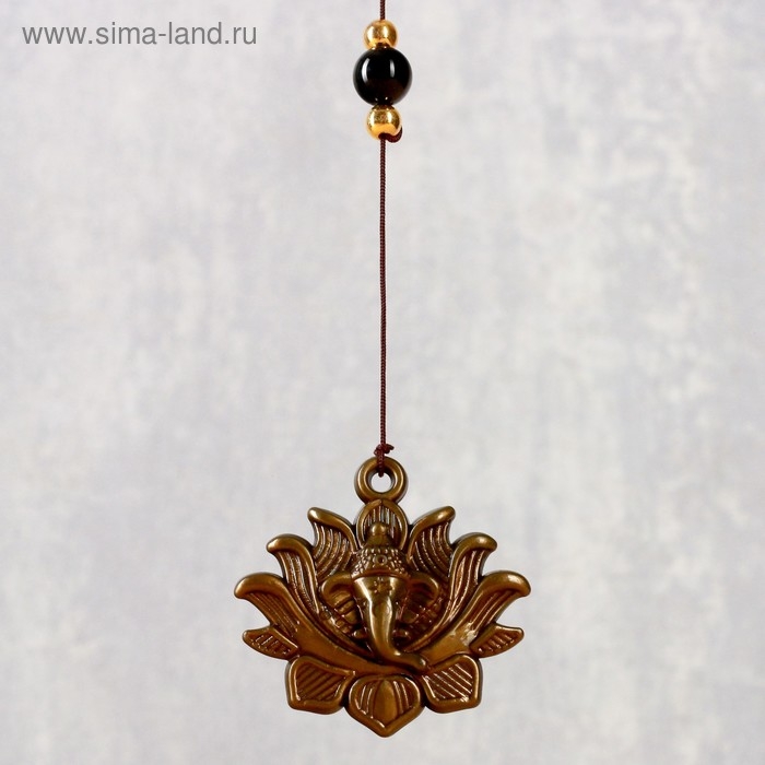 Музыка ветра металл "Ганеша на медальоне" 3 колокольчика 43 см