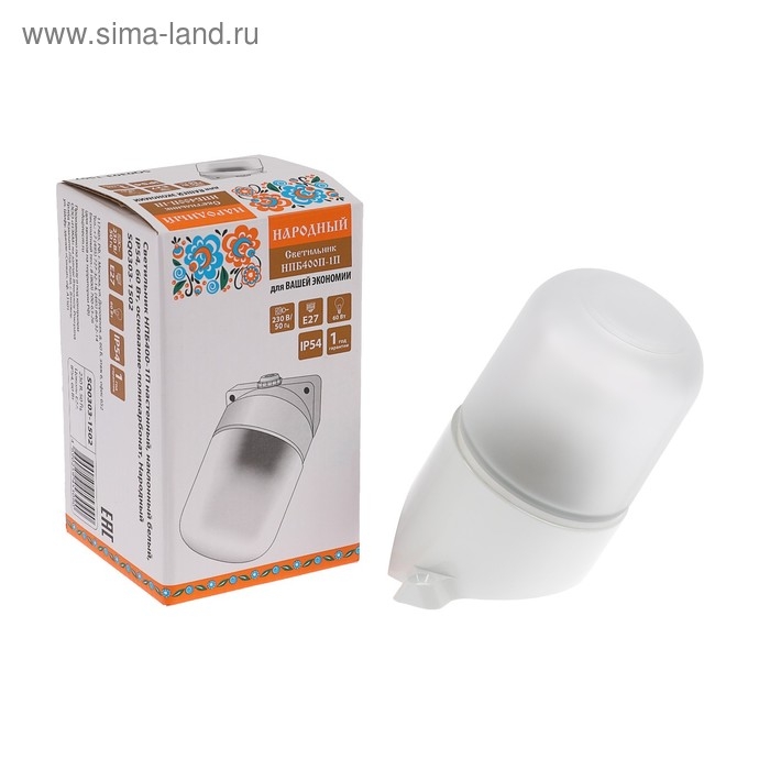 Светильник TDM НПБ 400-1П Светильник TDM НПБ 400-1П "Народный", Е27, 60 Вт, IP54, до +100°, настенный, белый