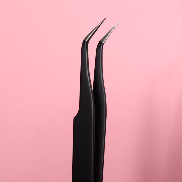 Пинцет для наращивания ресниц, загнутый, 12 см, цвет чёрный Пинцет для наращивания ресниц, загнутый, 12 см, цвет чёрный