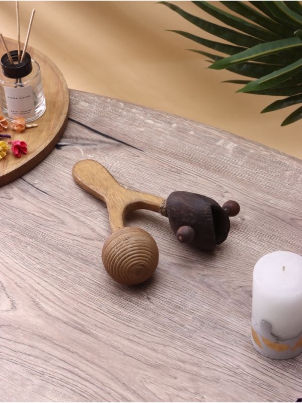 Сувенирный музыкальный инструмент Сувенирный музыкальный инструмент "Маракас двойной" махагон, кокос, 25х9х20 см