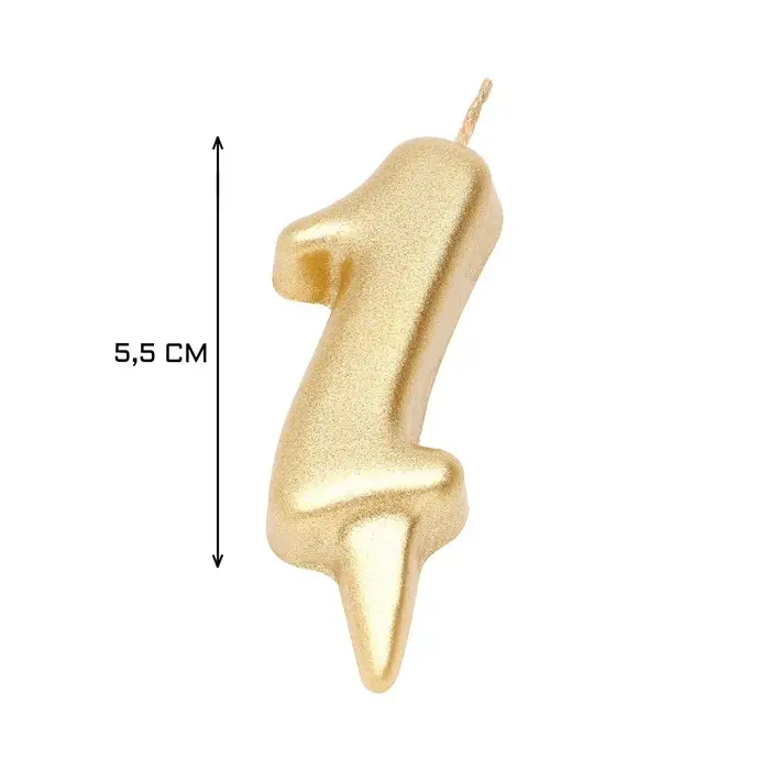 Свеча для торта &laquo;Цифра 1&raquo;, золотая, 5.5 см