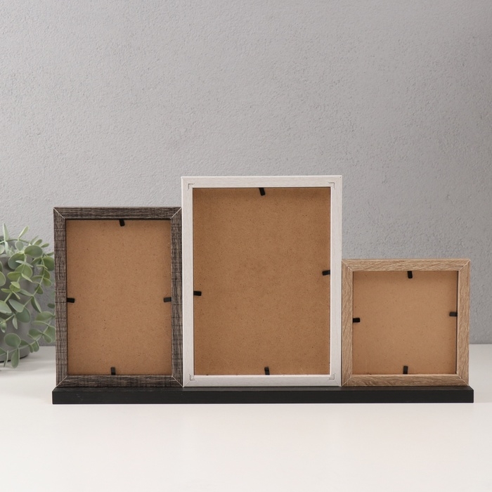 Фоторамка МДФ на 3 фото 10х10 10х15 13х18 см "Агата" трехцветная 5х40х21,5 см