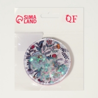 Зеркало складное &laquo;Цветы&raquo;, d = 7,2 см, с увеличением, цвет белый/фиолетовый