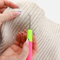 Игла для поднятия петель, 15.5 см, d=3 мм, розовая, жёлтая