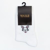 Носки женские "Зайка" MINAKU цвет белый, р-р 38-39 (25 см) Носки женские "Зайка" MINAKU цвет белый, р-р 38-39 (25 см)
