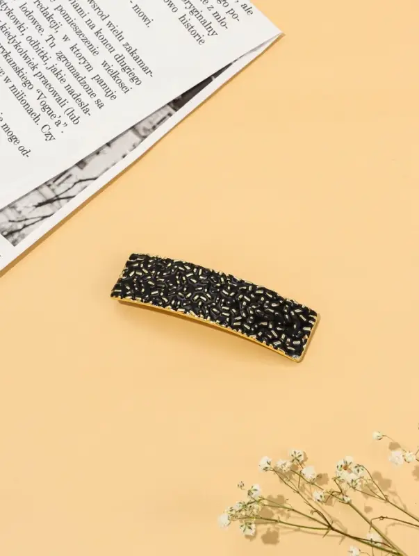 Заколка-автомат для волос "Фелиса" 8 см, чёрно-золотой