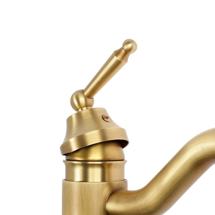 Смеситель для раковины ZEIN Ретро, изогнутый излив, без подводки, латунь, цвет бронза