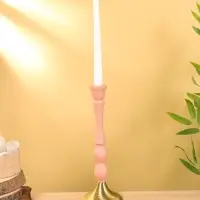 Подсвечник на 1 свечу "Пудровый" 10,5х10,5х30 см