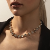 Колье &laquo;Драгоценность&raquo; круг в стразах, цвет белый в золоте, 32 см