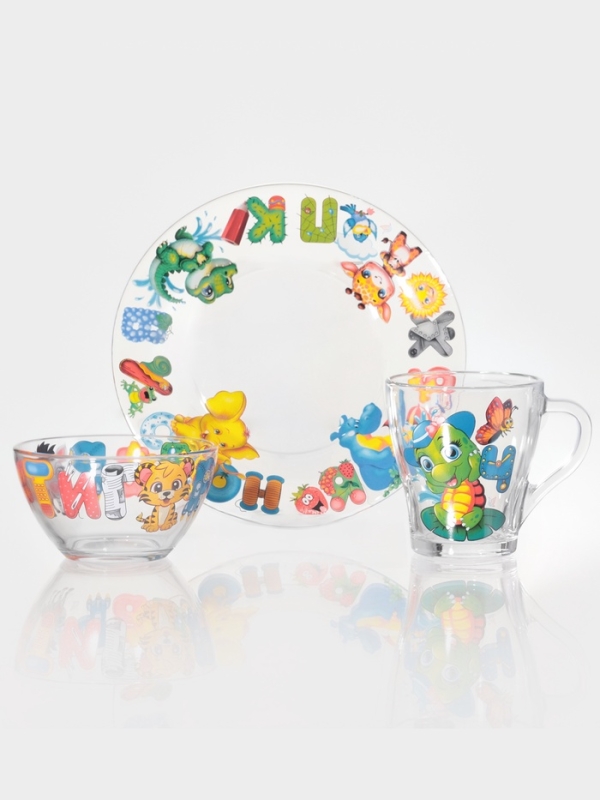Набор для завтрака  "Абвгдейка" (салатник+тарелка+кружка для чая)