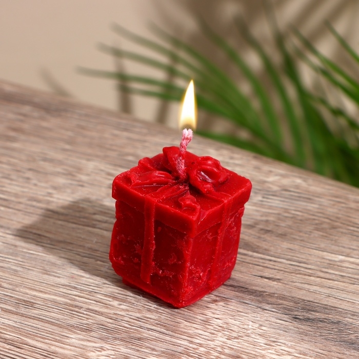 Свеча Свеча "Коробочка с бантиком" 3,5х3,5х4 см, соевый воск