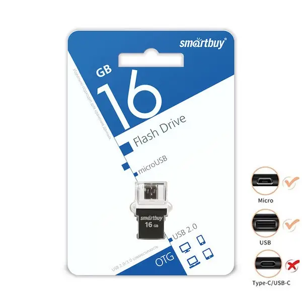 USB накопитель OTG 16 GB  (USB+Micro USB)