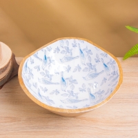 Салатник "Синие птицы" дерево манго 29х29х11 см